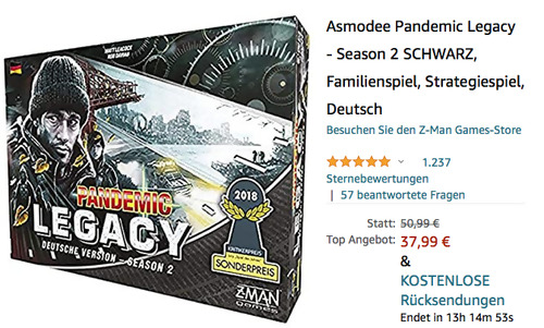 Asmodee Pandemic Legacy - Season 2 SCHWARZ Strategiespiel, ab 14+ Jahren Asmodee Pandemic Legacy - Season 2 SCHWARZ Strategiespiel, ab 14+ Jahren
