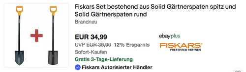 Fiskars Solid Gärtnerspaten-Set (117 cm, spitz, rund) Fiskars Solid Gärtnerspaten-Set (117 cm, spitz, rund)