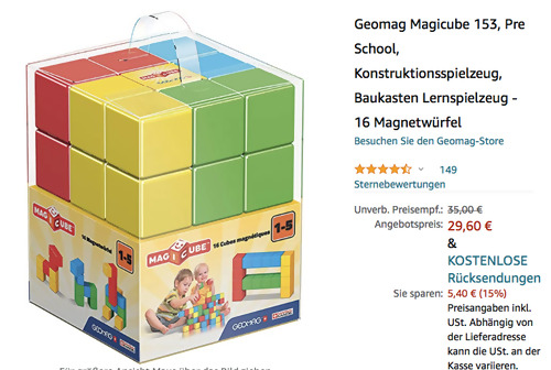 Geomag Magicube 153 16-teiliges Magnetwürfel-Set, Baukasten Lernspielzeug - jetzt 15% billiger Geomag Magicube 153 16-teiliges Magnetwürfel-Set, Baukasten Lernspielzeug - jetzt 15% billiger