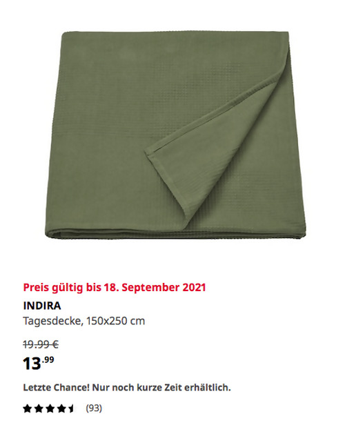 IKEA Freiburg - INDIRA Tagesdecke, dunkelgrün, 150x250 cm IKEA Freiburg - INDIRA Tagesdecke, dunkelgrün, 150x250 cm