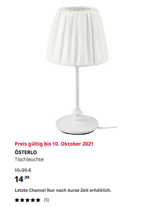 IKEA Hamburg-Schnelsen - ÖSTERLO Tischleuchte, max. 8 W, 43 cm hoch - jetzt 25% billiger IKEA Hamburg-Schnelsen - ÖSTERLO Tischleuchte, max. 8 W, 43 cm hoch - jetzt 25% billiger