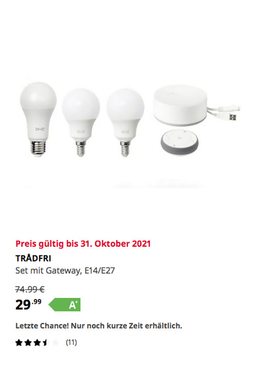 IKEA Kaarst - TRÅDFRI Set mit Gateway, Weißspektrum, E14/E27 - jetzt 50% billiger IKEA Kaarst - TRÅDFRI Set mit Gateway, Weißspektrum, E14/E27 - jetzt 50% billiger