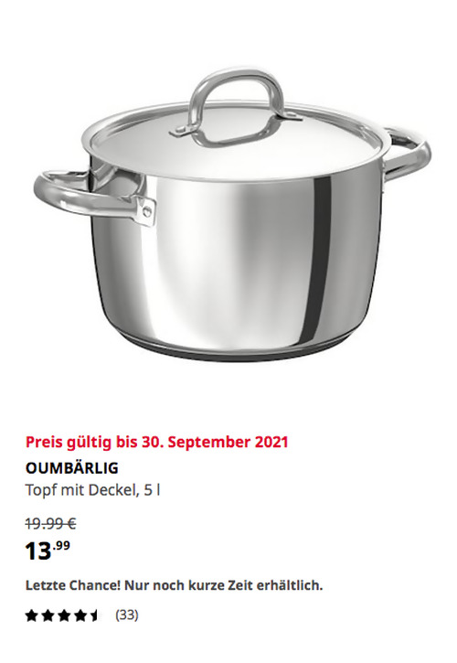 IKEA Kaiserslautern - OUMBÄRLIG Topf mit Deckel, 5 l IKEA Kaiserslautern - OUMBÄRLIG Topf mit Deckel, 5 l