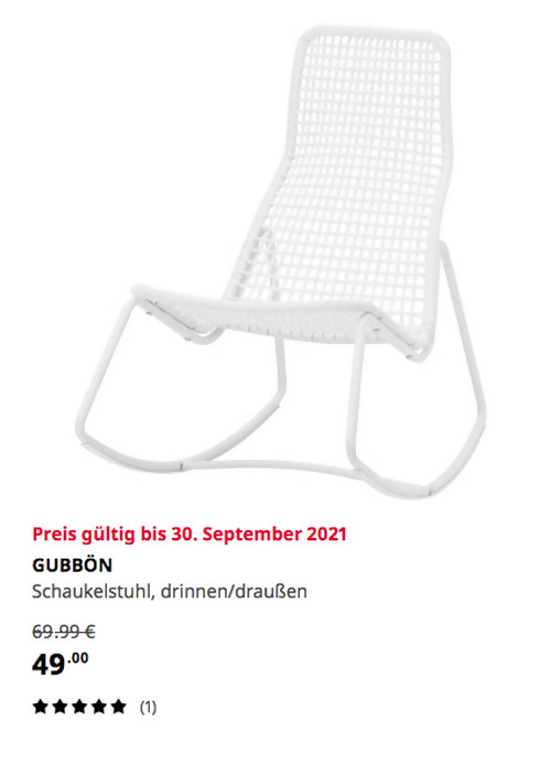 IKEA Kamen - GUBBÖN Schaukelstuhl, drinnen/draußen, weiß IKEA Kamen - GUBBÖN Schaukelstuhl, drinnen/draußen, weiß