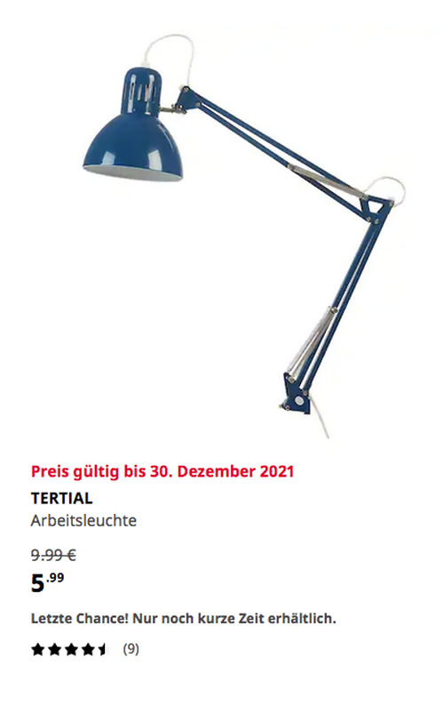 IKEA Kiel - TERTIAL Arbeitsleuchte, blau IKEA Kiel - TERTIAL Arbeitsleuchte, blau