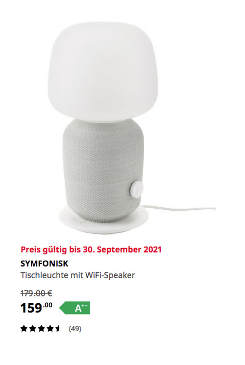 IKEA Lübeck - SYMFONISK Tischleuchte mit WiFi-Speaker, weiß IKEA Lübeck - SYMFONISK Tischleuchte mit WiFi-Speaker, weiß