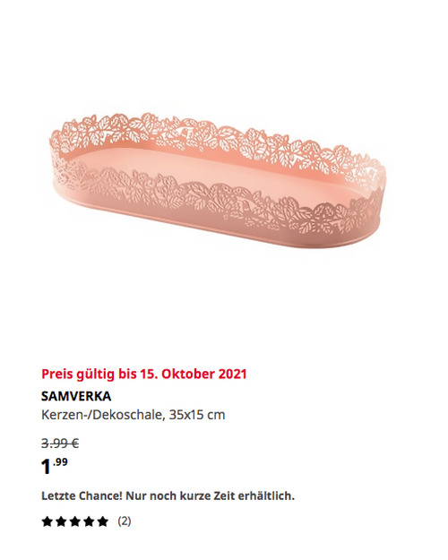 IKEA Magdeburg - SAMVERKA Kerzen-/Dekoschale, oval hellrosa, 35x15 cm IKEA Magdeburg - SAMVERKA Kerzen-/Dekoschale, oval hellrosa, 35x15 cm