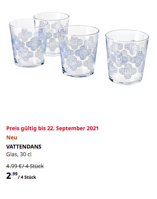 IKEA Oldenburg - VATTENDANS Glas, gemustert, 30 cl, 4 Stück IKEA Oldenburg - VATTENDANS Glas, gemustert, 30 cl, 4 Stück