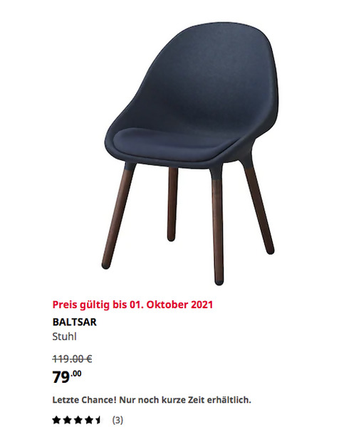 IKEA Saarlouis - BALTSAR Stuhl, schwarzblau/braun - jetzt 34% billiger