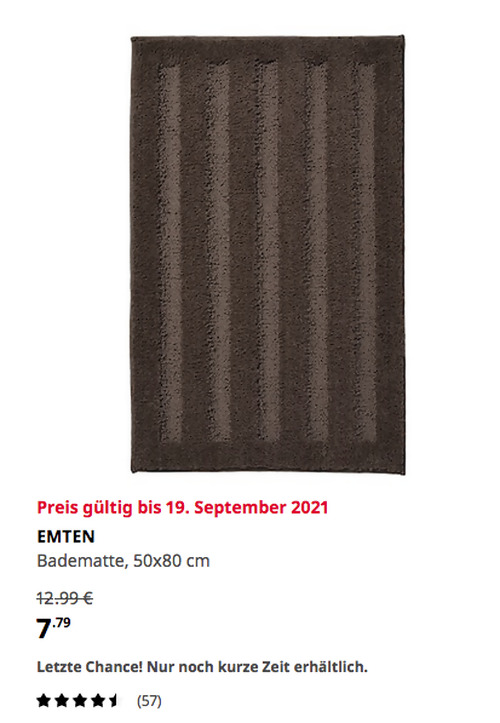 IKEA Wallau - EMTEN Badematte, dunkelbraun, 50x80 cm IKEA Wallau - EMTEN Badematte, dunkelbraun, 50x80 cm