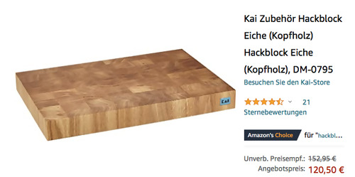 Kai Zubehör DM-0795 Hackblock Eiche, 39,0x26,2x5,3 cm Kai Zubehör DM-0795 Hackblock Eiche, 39,0x26,2x5,3 cm