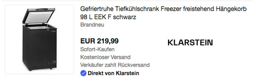 Klarstein Iceblokk 100 Gefriertruhe, mattschwarz (98 Liter) Klarstein Iceblokk 100 Gefriertruhe, mattschwarz (98 Liter)