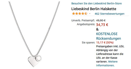 Liebeskind Berlin LJ-0503-N-45 Edelstahl Halskette mit Herzanhänger, 40 - 45 cm Liebeskind Berlin LJ-0503-N-45 Edelstahl Halskette mit Herzanhänger, 40 - 45 cm