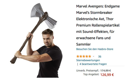 Marvel Avengers: Endgame Marvels Stormbreaker Elektronische Axt, ca. 1 Meter Marvel Avengers: Endgame Marvels Stormbreaker Elektronische Axt, ca. 1 Meter