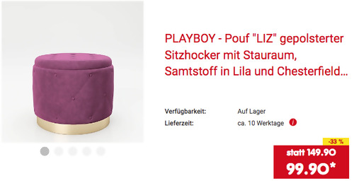 PLAYBOY Pouf "LIZ" - gepolsterter Sitzhocker mit Stauraum, lila (50x40x50m) PLAYBOY Pouf "LIZ" - gepolsterter Sitzhocker mit Stauraum, lila (50x40x50m)