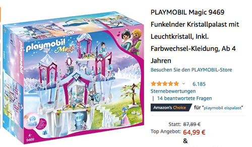 PLAYMOBIL Magic 9469 Funkelnder Kristallpalast mit Leuchtkristall, 45x64x66 cm, PLAYMOBIL Magic 9469 Funkelnder Kristallpalast mit Leuchtkristall, 45x64x66 cm,