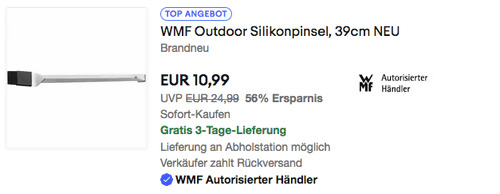 WMF 39cm Outdoor Silikonpinsel/Grillpinsel, Edelstahl WMF 39cm Outdoor Silikonpinsel/Grillpinsel, Edelstahl