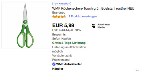 WMF Küchenschere Touch Grün, 21 cm - jetzt 40% billiger