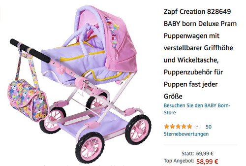 Zapf Creation 828649 BABY born Deluxe Pram Puppenwagen Zapf Creation 828649 BABY born Deluxe Pram Puppenwagen