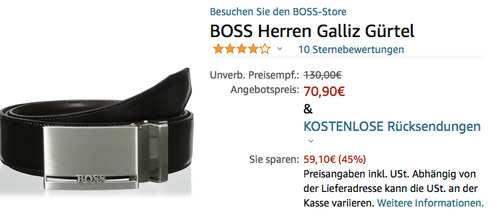 BOSS Herren Galliz Gürtel, schwarz (2x Schnallen, 100% Leder, 125 cm, kürzbar) BOSS Herren Galliz Gürtel, schwarz (2x Schnallen, 100% Leder, 125 cm, kürzbar)