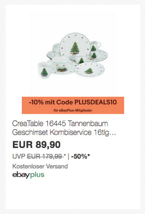 CreaTable 16445 Tannenbaum Kombiservice, 16-tlg. (Porzellan, für 4 Personen) CreaTable 16445 Tannenbaum Kombiservice, 16-tlg. (Porzellan, für 4 Personen)