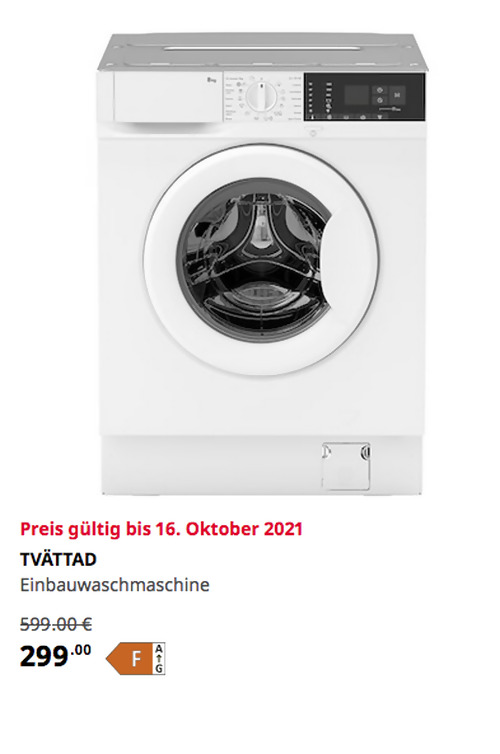 IKEA Braunschweig - TVÄTTAD 8 kg Einbauwaschmaschine, weiß IKEA Braunschweig - TVÄTTAD 8 kg Einbauwaschmaschine, weiß