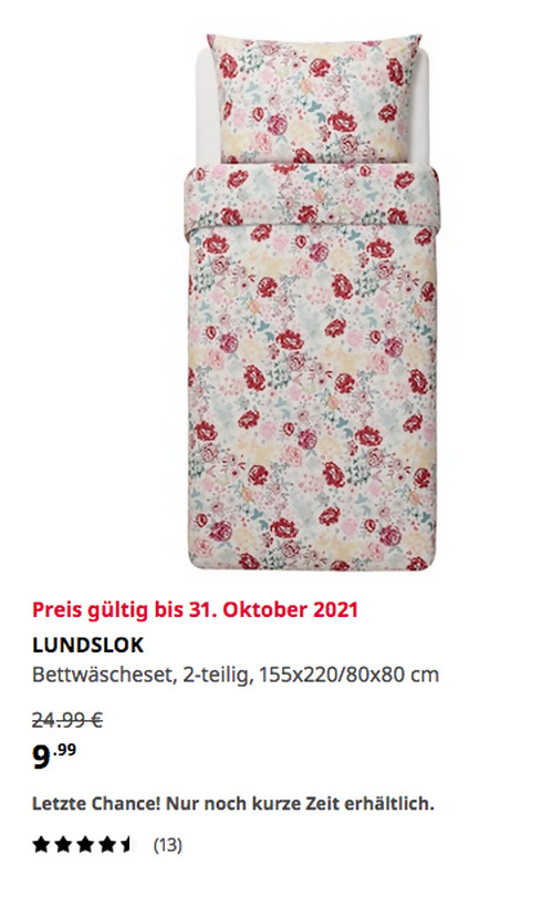 IKEA Düsseldorf - LUNDSLOK Bettwäscheset, 2-teilig, bunt, 155x220/80x80 cm IKEA Düsseldorf - LUNDSLOK Bettwäscheset, 2-teilig, bunt, 155x220/80x80 cm