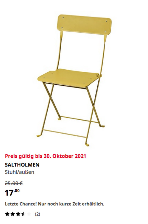 IKEA Dortmund - SALTHOLMEN Stuhl/außen, faltbar/gelb IKEA Dortmund - SALTHOLMEN Stuhl/außen, faltbar/gelb