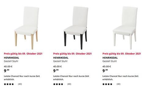 IKEA HENRIKSDAL Gestell Stuhl, versch. Farben - jetzt 75% billiger
