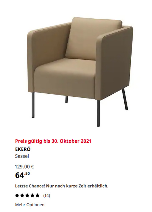 IKEA Magdeburg - EKERÖ Sessel, Skiftebo beige - jetzt 50% billiger