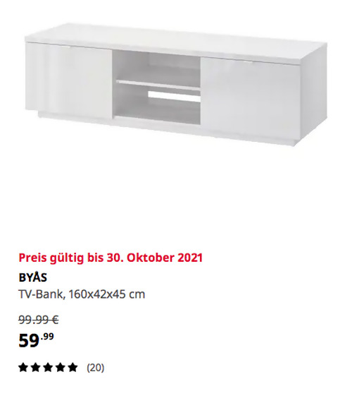 IKEA Sindelfingen - BYÅS TV-Bank, Hochglanz weiß, 160x42x45 cm IKEA Sindelfingen - BYÅS TV-Bank, Hochglanz weiß, 160x42x45 cm