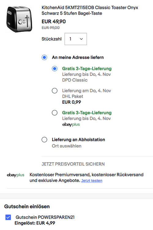KitchenAid 5KMT2115EOB Classic Toaster in Onyx Schwarz (2-Scheiben, 5 Stufen, Bagel-Taste, 1100 W) - jetzt 10% billiger KitchenAid 5KMT2115EOB Classic Toaster in Onyx Schwarz (2-Scheiben, 5 Stufen, Bagel-Taste, 1100 W) - jetzt 10% billiger
