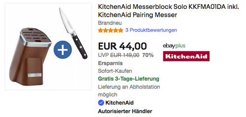KitchenAid KKFMA01DA Messerblock Solo in Dunkelbraun inkl. KitchenAid KKFTR3PRWM 9 cm Pairing Messer - jetzt 12% billiger KitchenAid KKFMA01DA Messerblock Solo in Dunkelbraun inkl. KitchenAid KKFTR3PRWM 9 cm Pairing Messer - jetzt 12% billiger