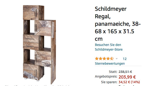 Schildmeyer 38-68 x 165 x 31.5 cm Schieberegal in Panamaeiche Schildmeyer 38-68 x 165 x 31.5 cm Schieberegal in Panamaeiche