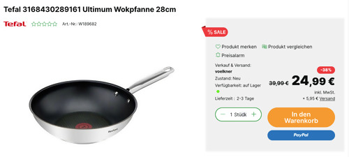 Tefal Ultimum Wokpfanne 28cm Tefal Ultimum Wokpfanne 28cm