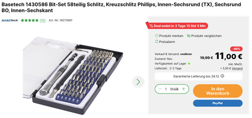 Basetech 1430586 58-teiliges Schlitz, Kreuzschlitz Phillips, Innen-Sechsrund (TX), Sechsrund BO und Innen-Sechskant Bit-Set Basetech 1430586 58-teiliges Schlitz, Kreuzschlitz Phillips, Innen-Sechsrund (TX), Sechsrund BO und Innen-Sechskant Bit-Set