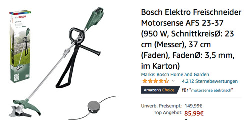 Bosch Elektro Freischneider/Motorsense AFS 23-37 ( 23 cm - 37 cm Schnittkreis) Bosch Elektro Freischneider/Motorsense AFS 23-37 ( 23 cm - 37 cm Schnittkreis)