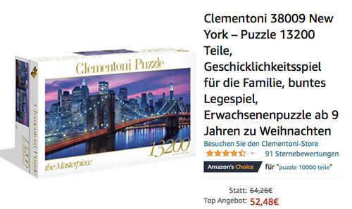 Clementoni 38009 New York Puzzle, 13200 Teile Clementoni 38009 New York Puzzle, 13200 Teile