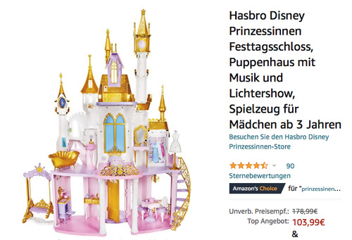 Hasbro F1059 Disney Prinzessinnen Festtagsschloss mit Musik und Lichtershow, 122 cm hoch Hasbro F1059 Disney Prinzessinnen Festtagsschloss mit Musik und Lichtershow, 122 cm hoch