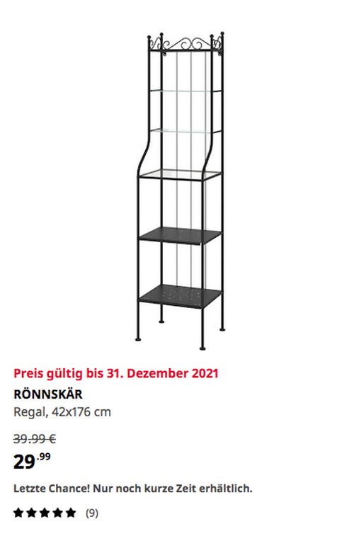 IKEA Berlin-Spandau - RÖNNSKÄR Regal, schwarz, 42x176 cm - jetzt 25% billiger