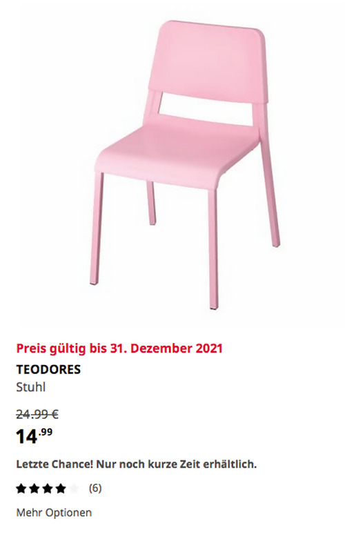 IKEA Berlin-Spandau - TEODORES Stuhl, rosa IKEA Berlin-Spandau - TEODORES Stuhl, rosa