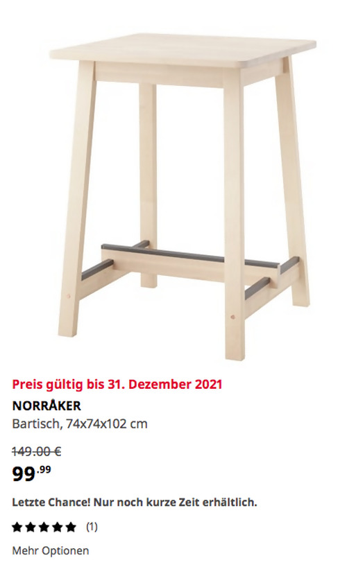 IKEA Berlin-Tempelhof - NORRÅKER Bartisch, Birke, 74x74x102 cm IKEA Berlin-Tempelhof - NORRÅKER Bartisch, Birke, 74x74x102 cm