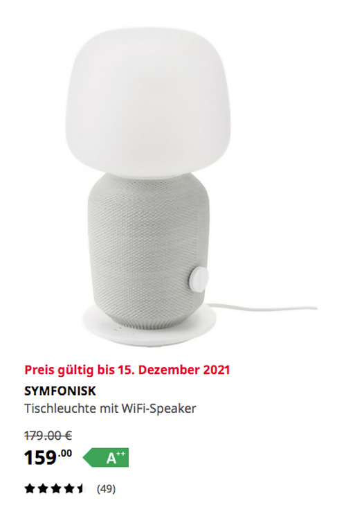 IKEA Braunschweig - SYMFONISK Tischleuchte mit WiFi-Speaker, weiß IKEA Braunschweig - SYMFONISK Tischleuchte mit WiFi-Speaker, weiß