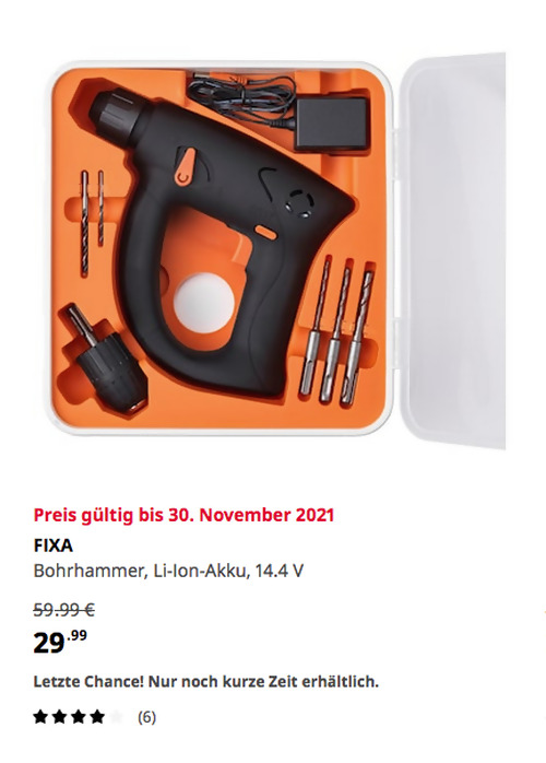 IKEA Bremerhaven - FIXA Bohrhammer, Li-Ion-Akku 14.4 V IKEA Bremerhaven - FIXA Bohrhammer, Li-Ion-Akku 14.4 V
