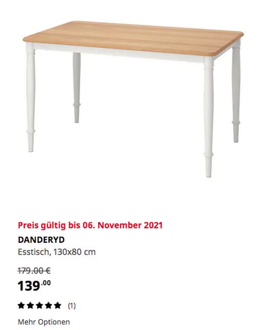 IKEA Kaarst - DANDERYD Esstisch, Eichenfurnier/weiß, 130x80 cm - jetzt 22% billiger IKEA Kaarst - DANDERYD Esstisch, Eichenfurnier/weiß, 130x80 cm - jetzt 22% billiger
