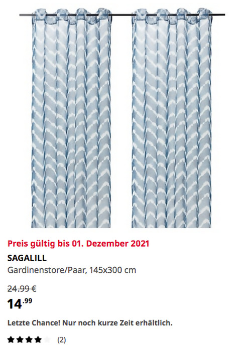 IKEA Oldenburg - SAGALILL Gardinenstore/Paar, blau/weiß, 145x300 cm IKEA Oldenburg - SAGALILL Gardinenstore/Paar, blau/weiß, 145x300 cm
