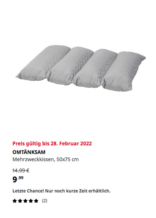 KEA Wetzlar - OMTÄNKSAM Mehrzweckkissen, grau, 50x75 cm - jetzt 33% billiger