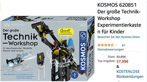 KOSMOS 620851 - Der große Technik-Workshop Experimentierkasten für Kinder (?260 Teile, 22 Funktions-Modelle) KOSMOS 620851 - Der große Technik-Workshop Experimentierkasten für Kinder (?260 Teile, 22 Funktions-Modelle)