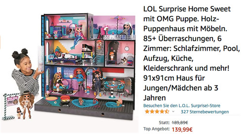LOL Surprise Home Sweet Holz-Puppenhaus mit Möbeln und OMG Puppe (91x91cm, 85+ Überraschungen) LOL Surprise Home Sweet Holz-Puppenhaus mit Möbeln und OMG Puppe (91x91cm, 85+ Überraschungen)