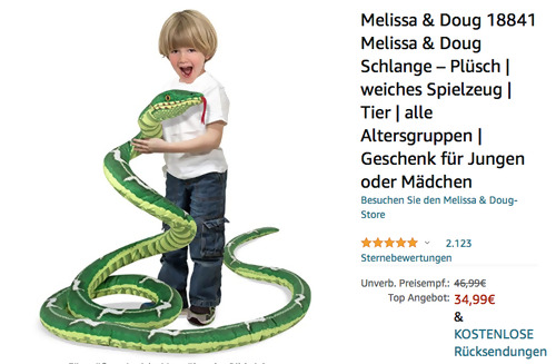 Melissa & Doug 18841 Plüsch Schlange, über 4 Meter lang Melissa & Doug 18841 Plüsch Schlange, über 4 Meter lang